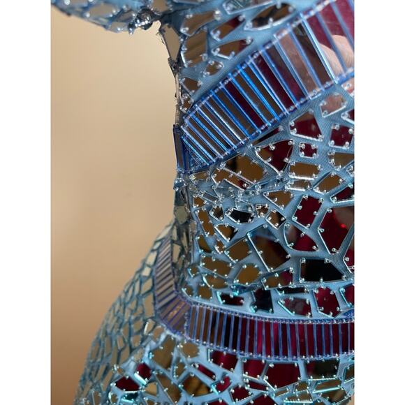 Retrofete Kia Mirror Embellished Mosaic Long Sleeve Blue Atoll Mini Dress Sz M - Picture 12 of 15